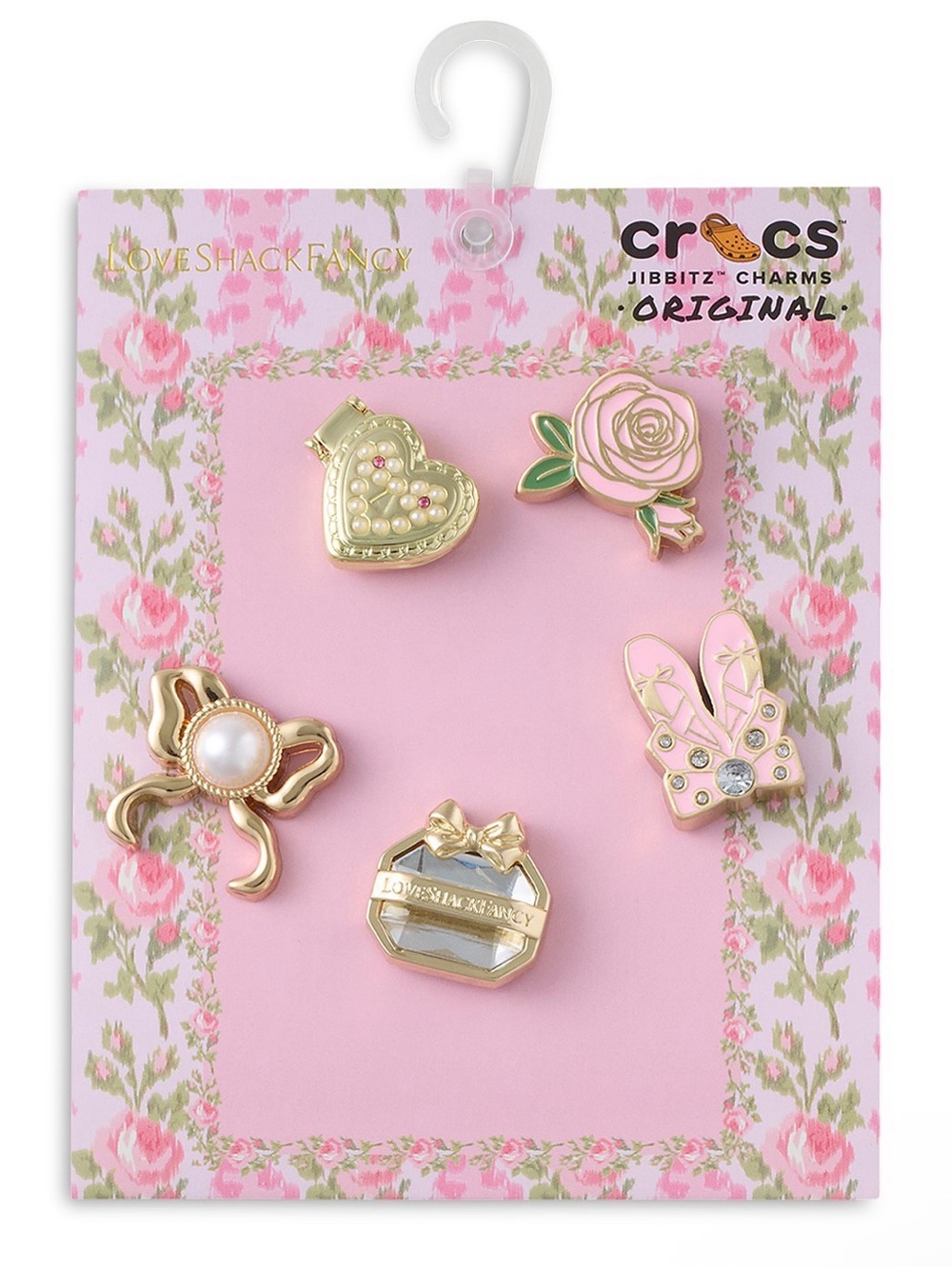 LoveShackFancy x Crocs - Pink & Gold Floral Jibbitz Charm Set